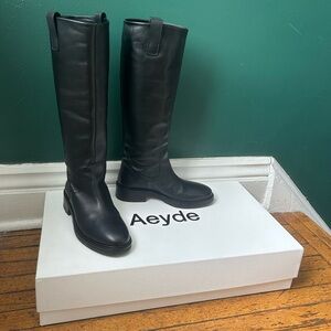 Aeyde Henry Black Leather Riding Boots 39
